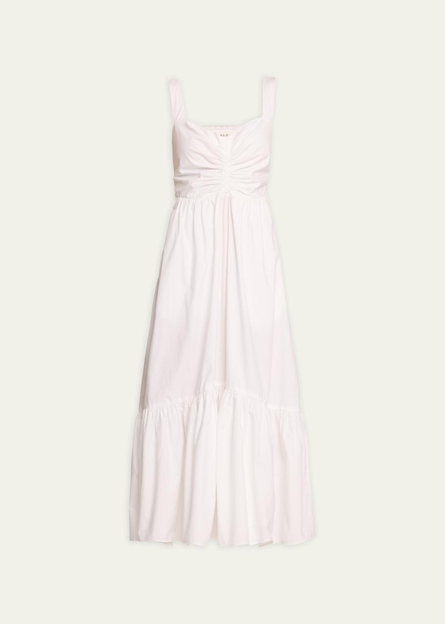 A.L.C. Lilah II Ruched Cotton A-Line Midi Dress