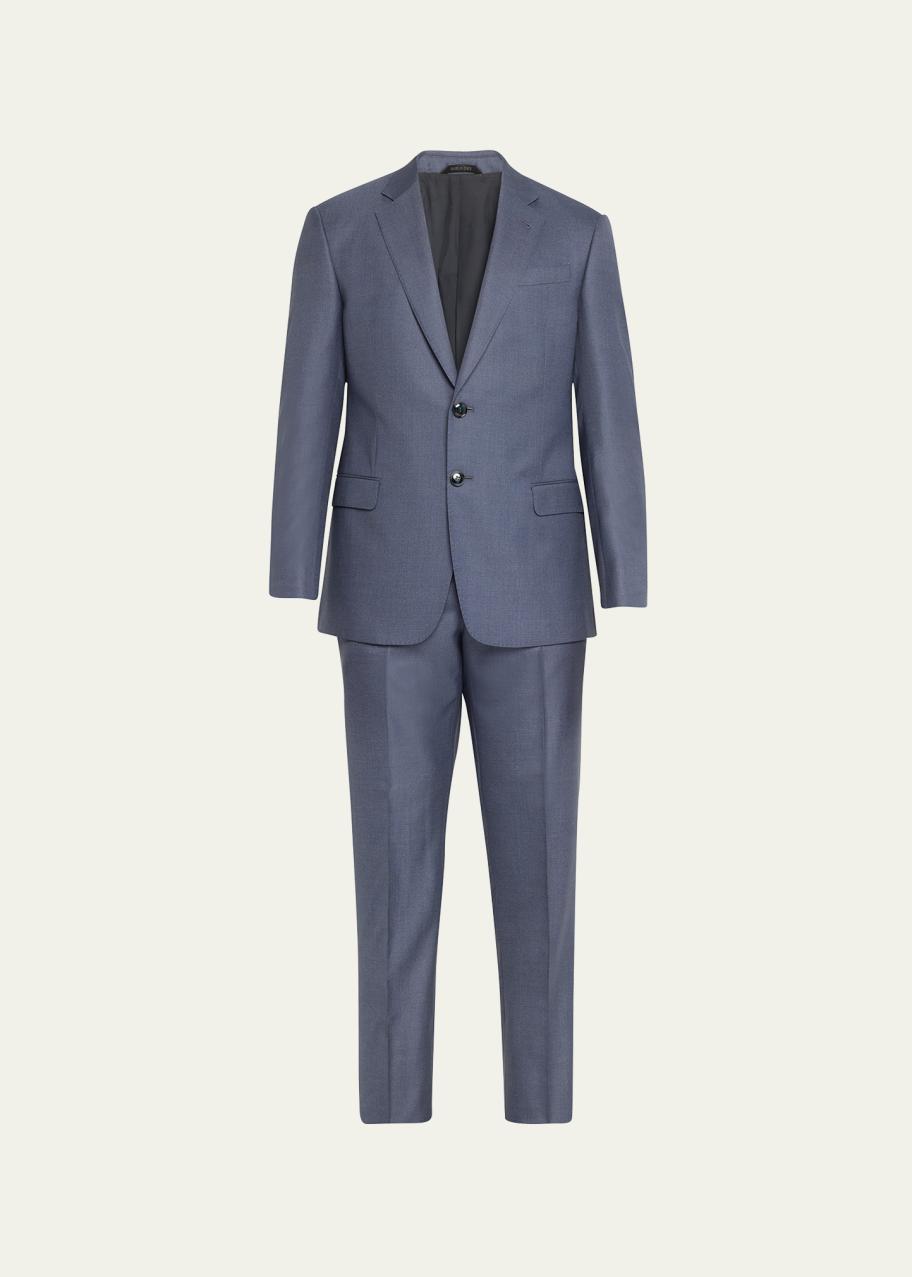 Giorgio Armani Men's Textured Wool-Silk Solid Classic Fit Suit