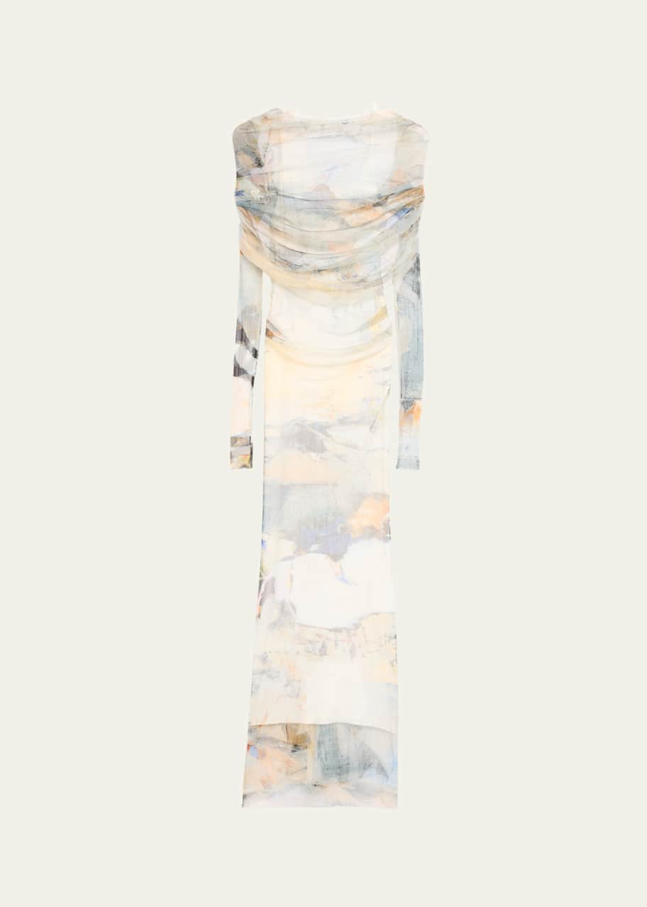 Christopher Esber Veiled Low-Back Long-Sleeve Maxi Dress - Bergdorf Goodman