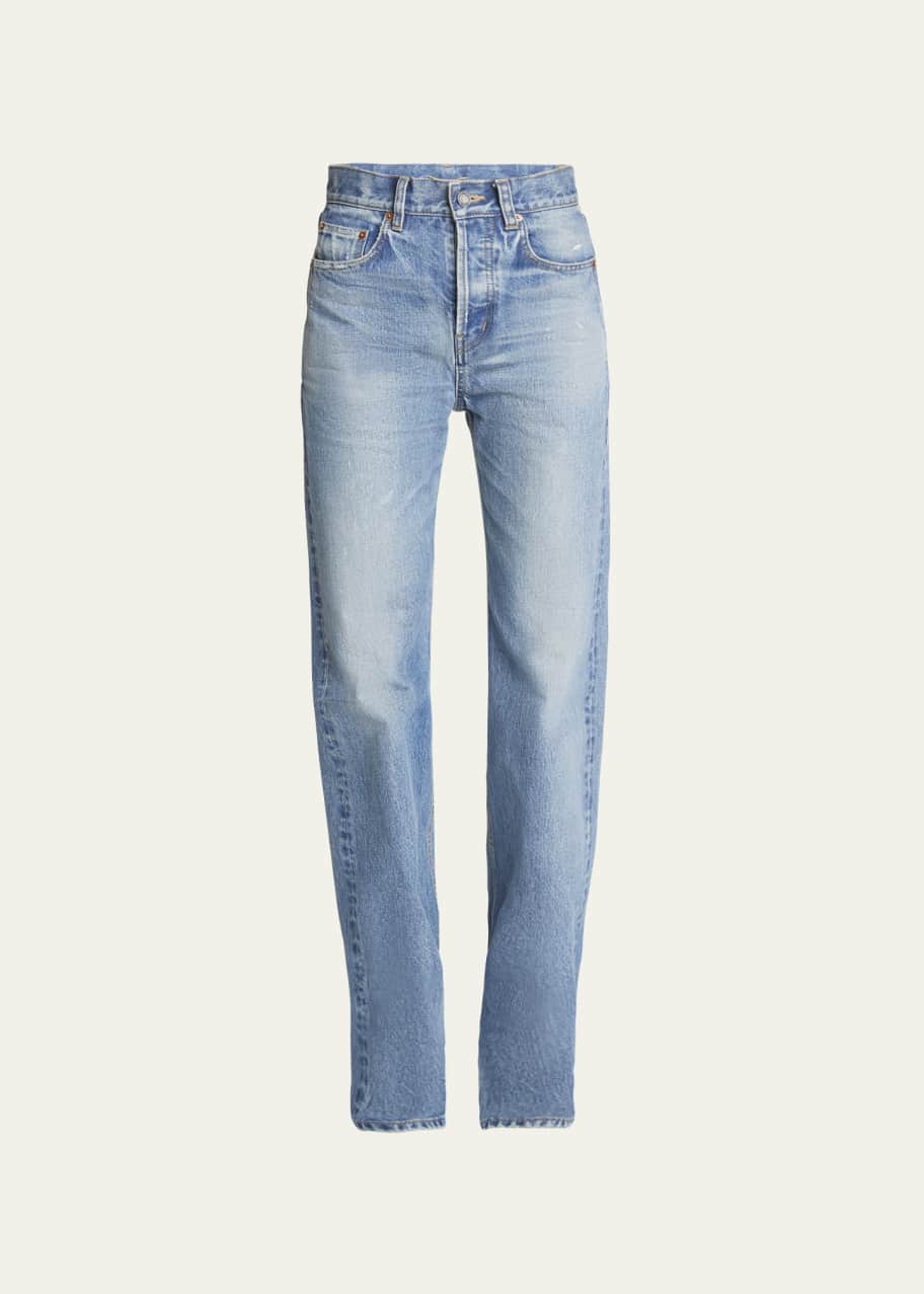 Saint Laurent Long Straight-Leg Denim Jeans - Bergdorf Goodman