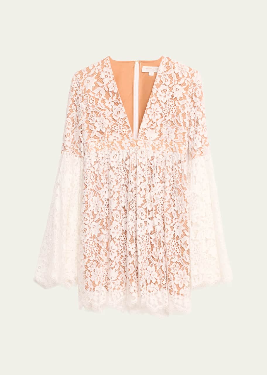 Michael Kors Collection Flare Sleeve Lace Mini Dress - Bergdorf Goodman