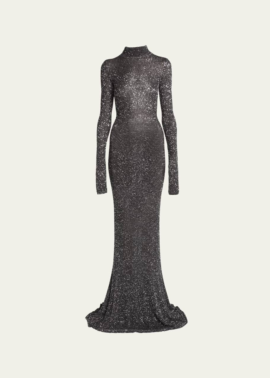 sequin knit maxi dress Blue PrettyLittleThing Lurex Sequin Knit Cowl Neck Maxi Dress