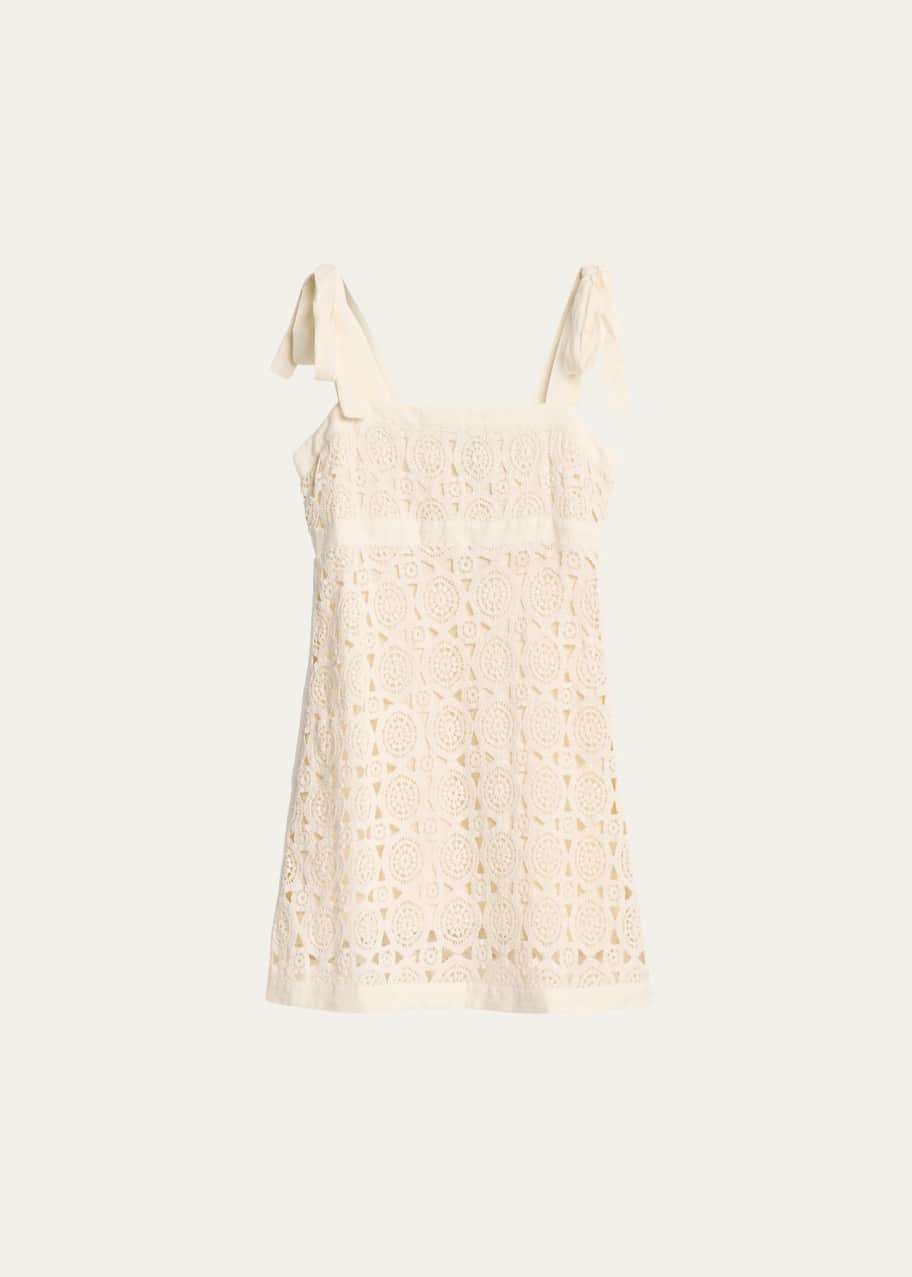 strapless open back dress Mona Crochet Lace Dress in Cream – Elizabeth Anthony main image 1