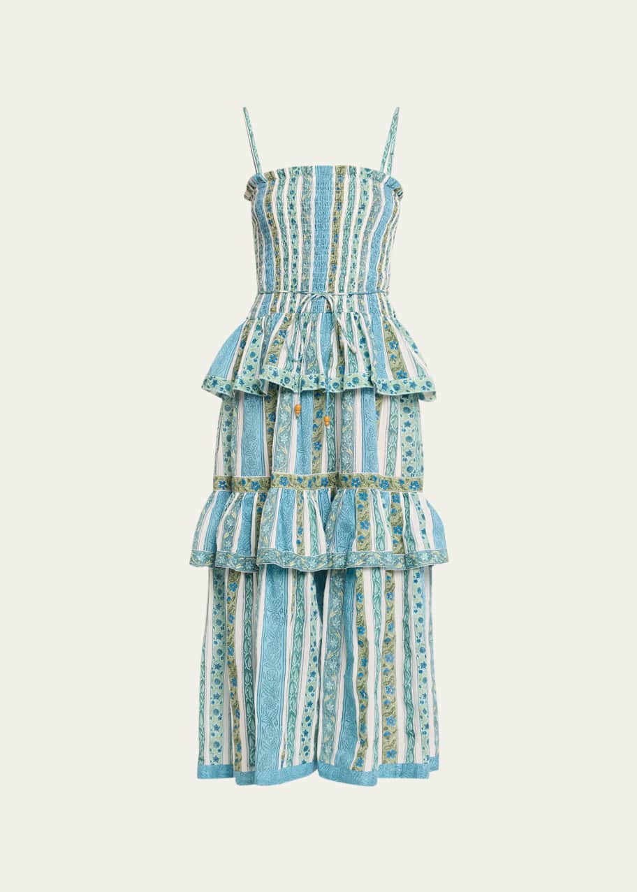 Hannah Artwear Ariella Square-Neck Smocked Tiered Poplin Midi Dress -  Bergdorf Goodman