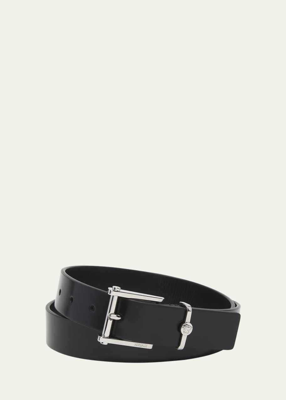 Versace Men's Column Leather Belt - Bergdorf Goodman