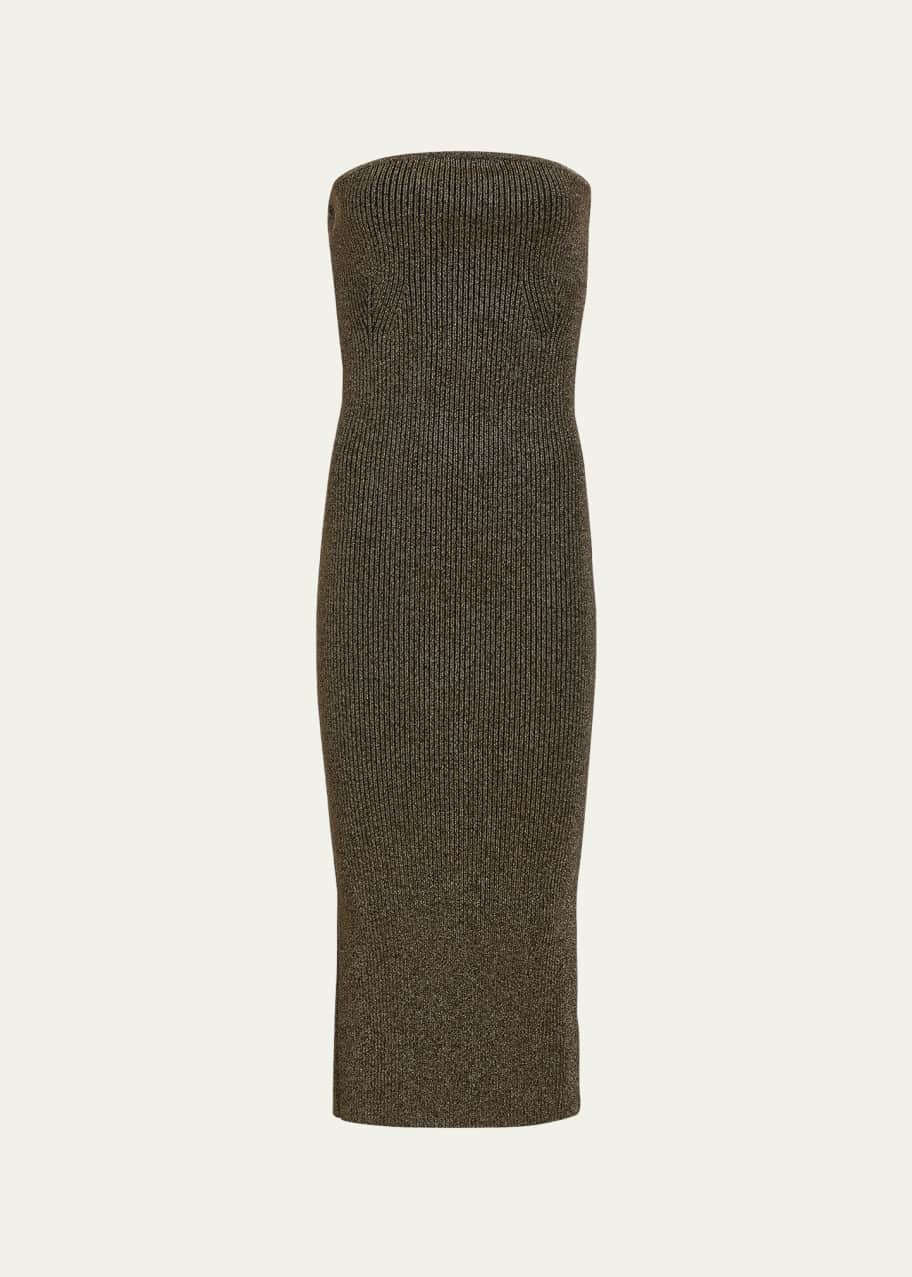 knee length dresses for ladies Allora Strapless Rib Dress Combo Black / S by Project Social T
