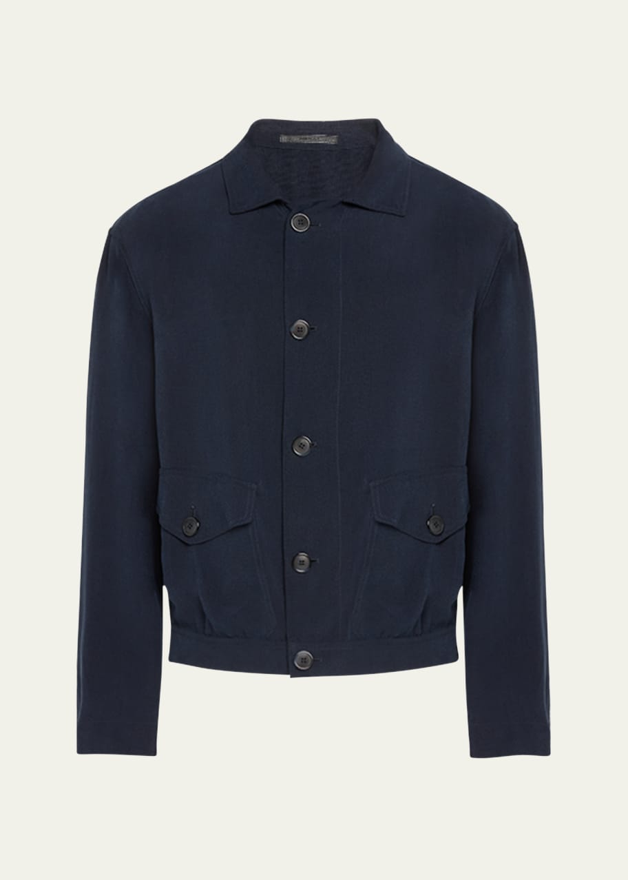 Giorgio Armani Men's Cupro Jacket with Flap Pockets - Bergdorf Goodman