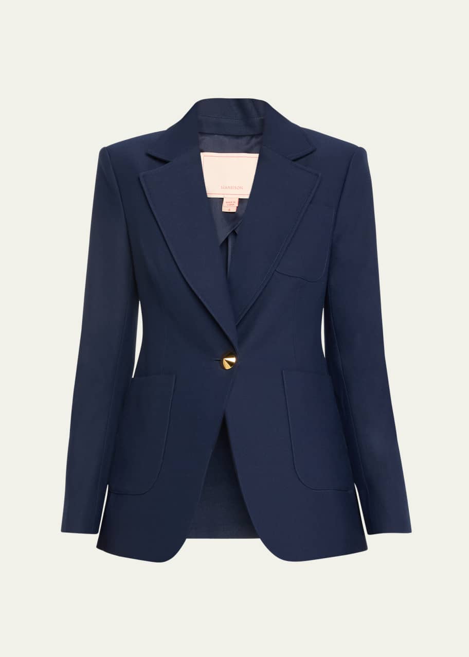 Image 1 of 1: Virgo Stud-Button Wool Blazer