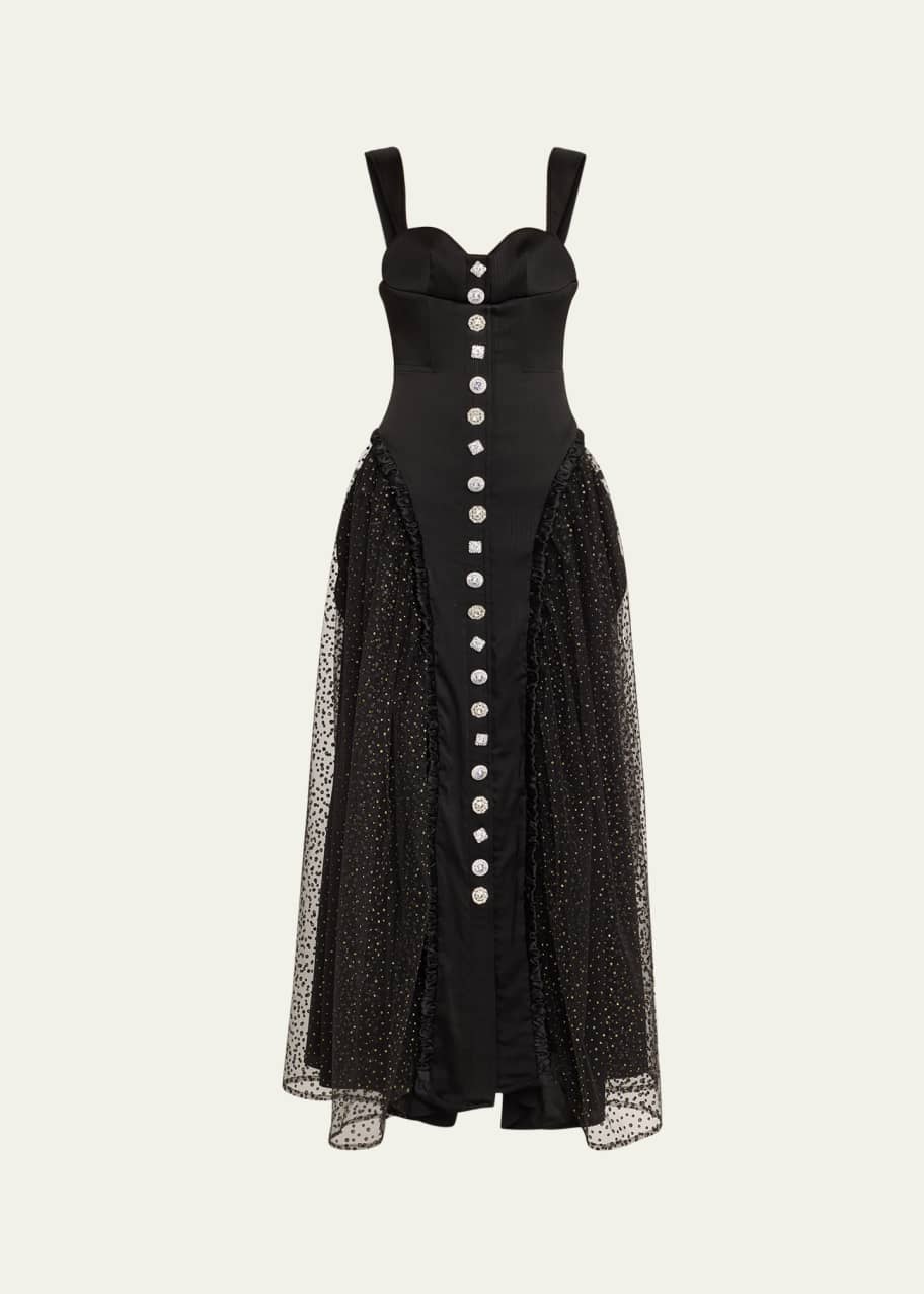 Image 1 of 1: Soft Storm II Silk Bustier Maxi Dress