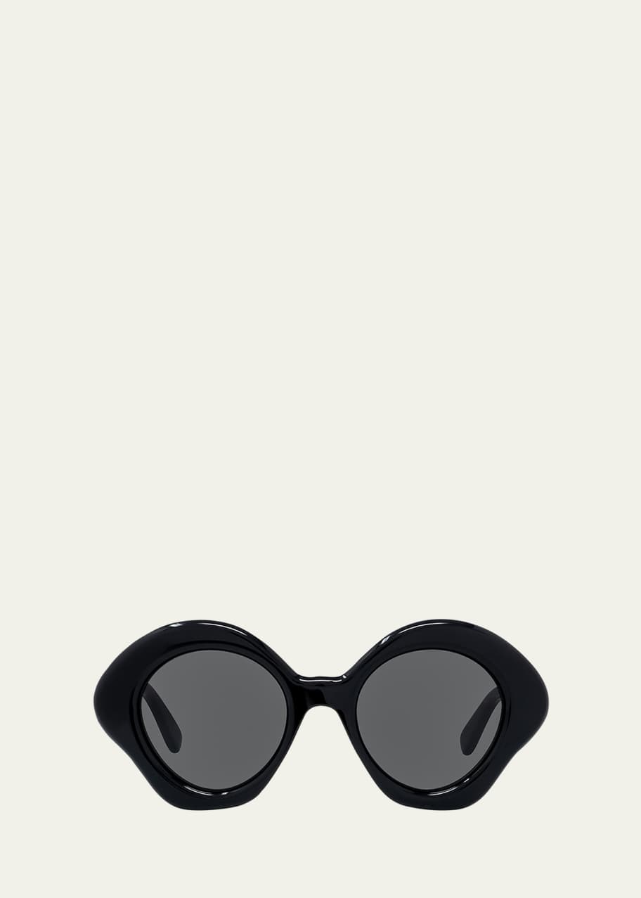 Image 1 of 1: Curved Logo Acetate Round Sunglasses