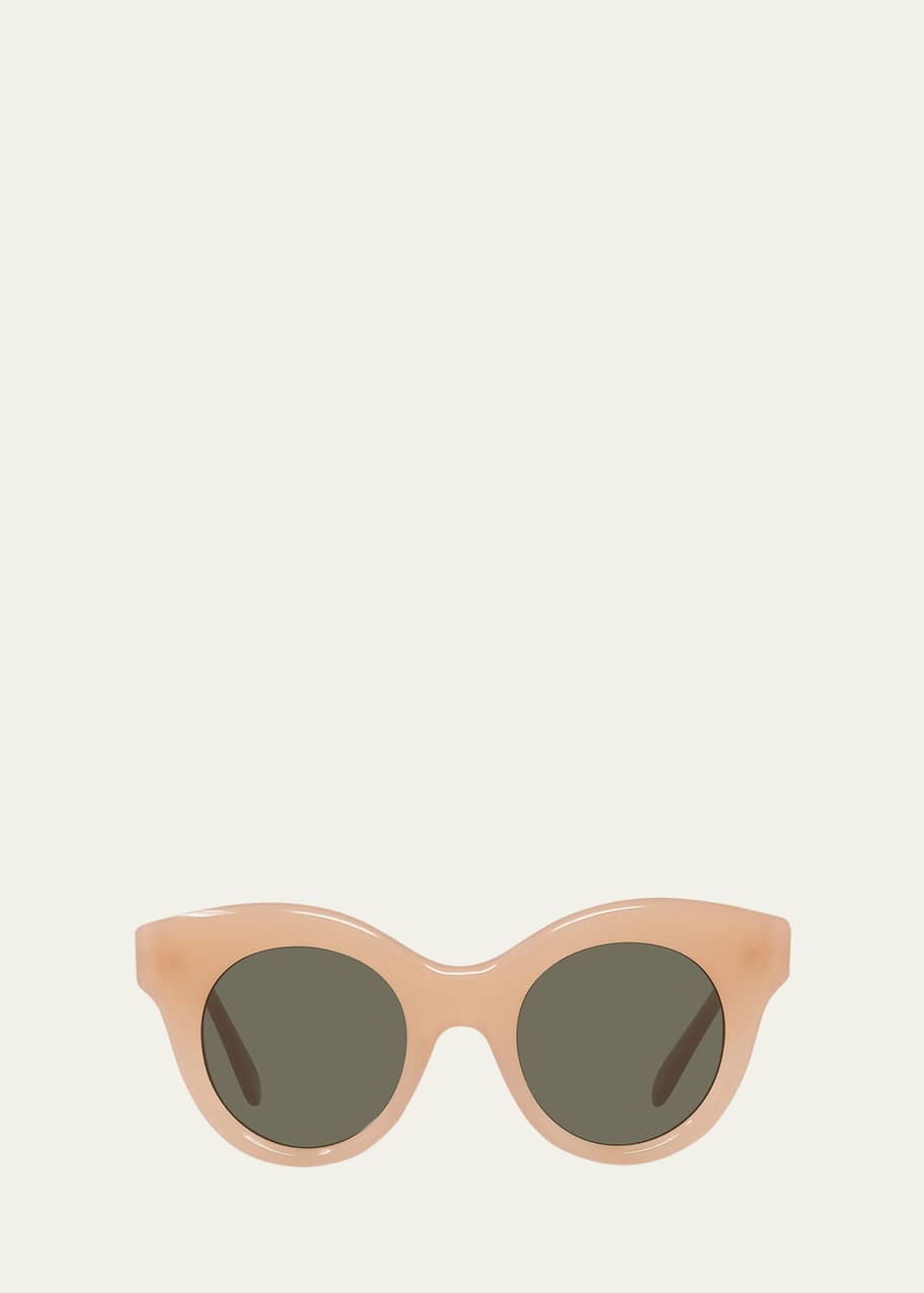 Image 1 of 1: Curved Logo Acetate & Nylon Cat-Eye Sunglasses
