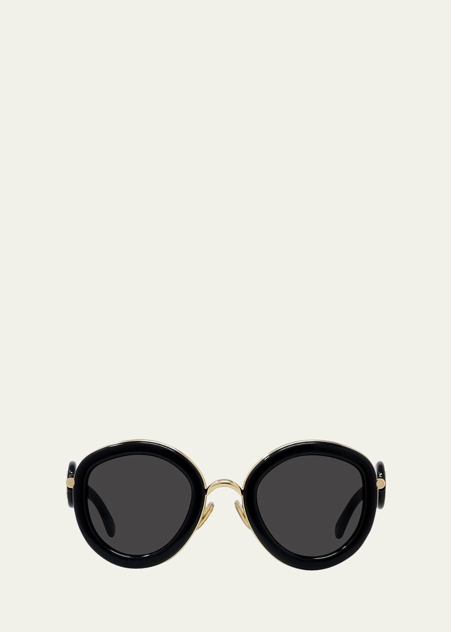 Image 1 of 1: Golden Anagram Acetate Round Sunglasses