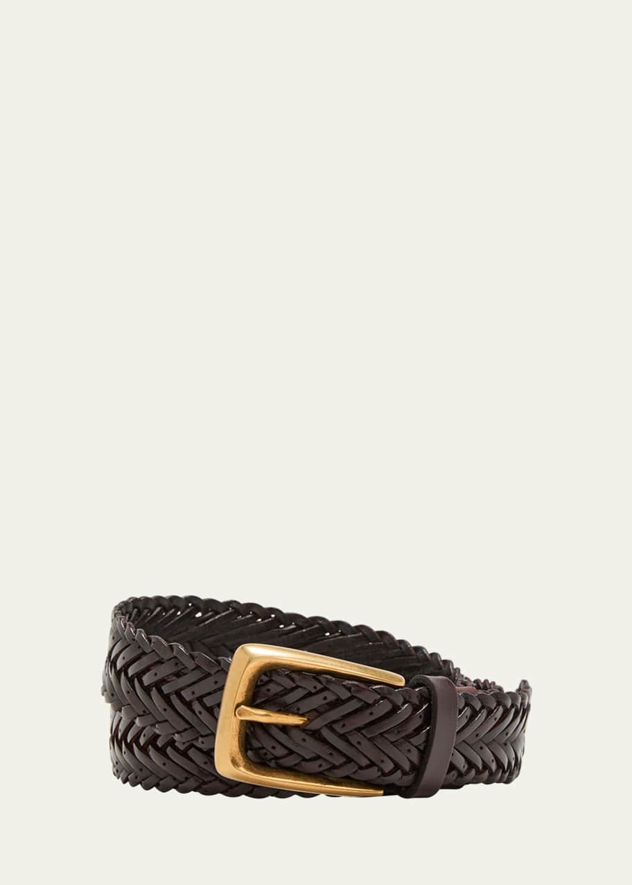 ベルト BRUNELLO CUCINELLI Braided nappa leather belt with jewellery Brunello Cucinelli Braided Nappa Leather Belt with Monili