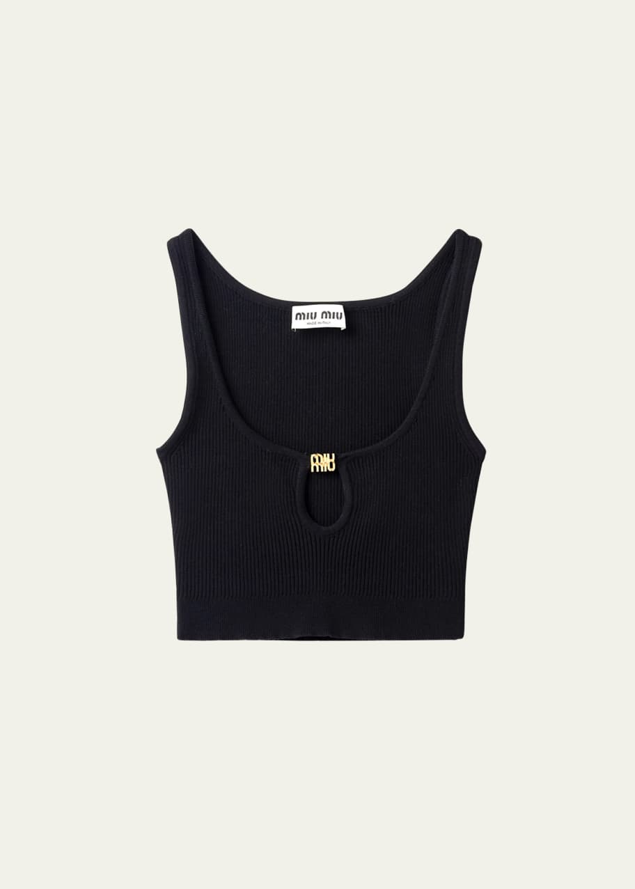 Miu Miu Ribbed Keyhole Cropped Tank Top - Bergdorf Goodman