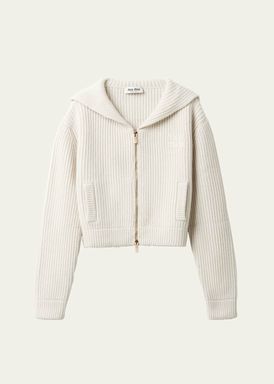 Miu Miu Zip-Up Cashmere Wool Cardigan - Bergdorf Goodman