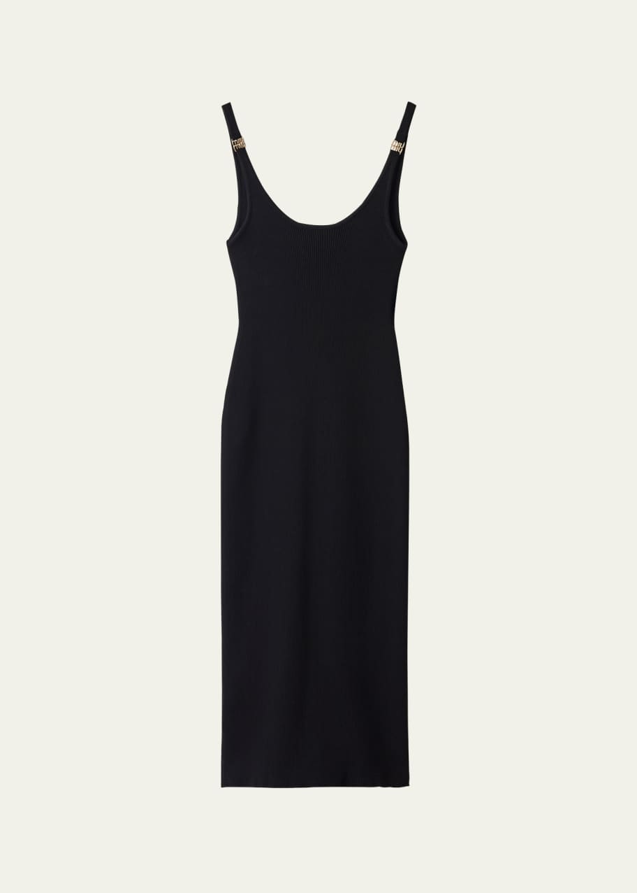 Miu Miu Ribbed Backless Metal Logo Midi Dress - Bergdorf Goodman