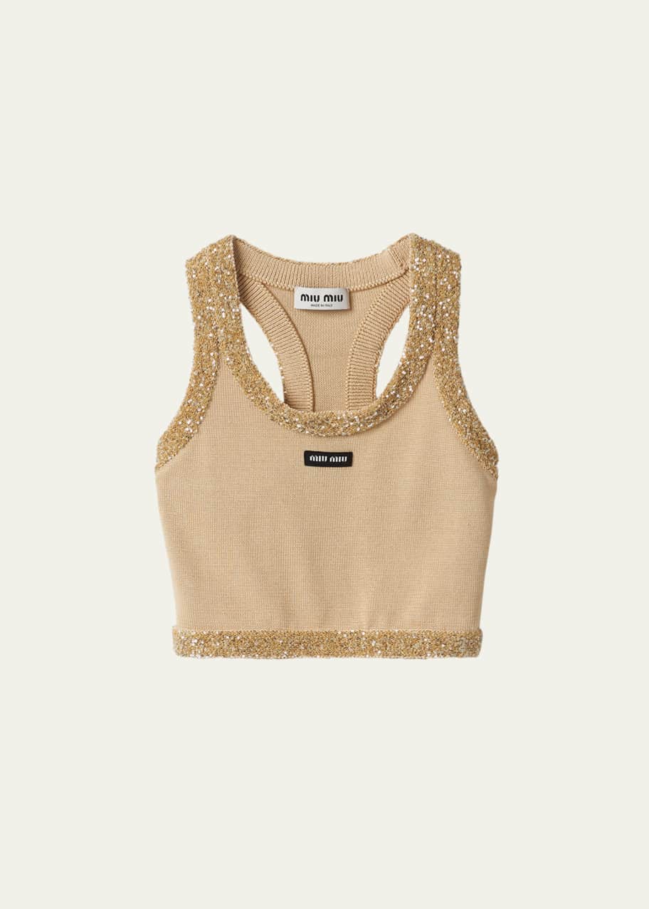 Miu Miu Sequined Knit Crop Tank Top - Bergdorf Goodman