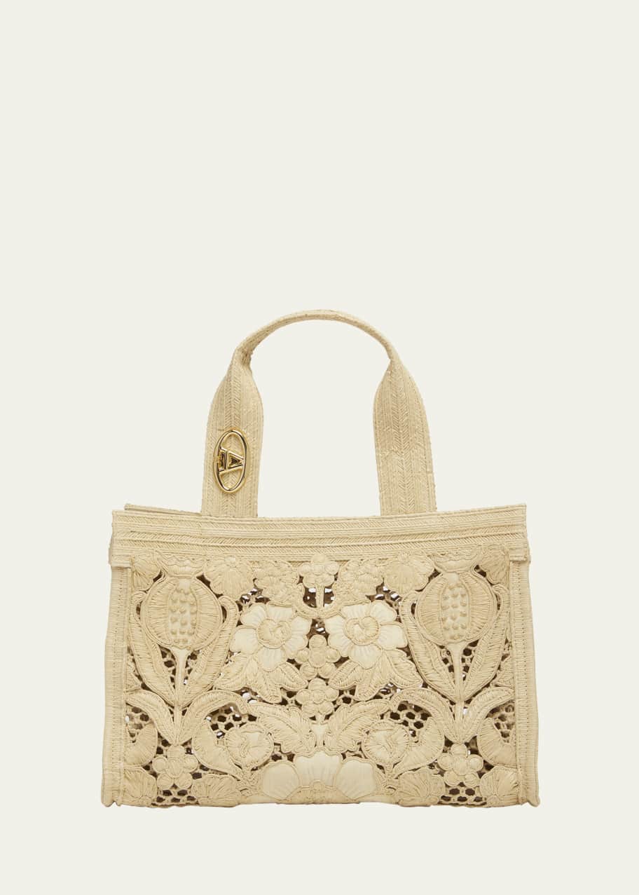 Valentino Garavani Medium Resort Flower Raffia Tote Bag - Bergdorf