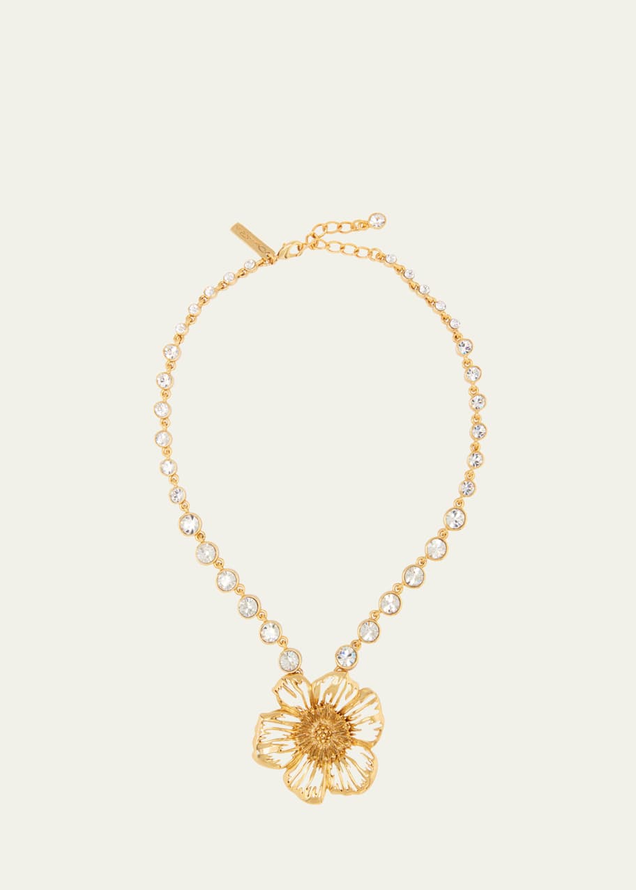Image 1 of 1: Crystal Necklace with Large Poppy Pendant