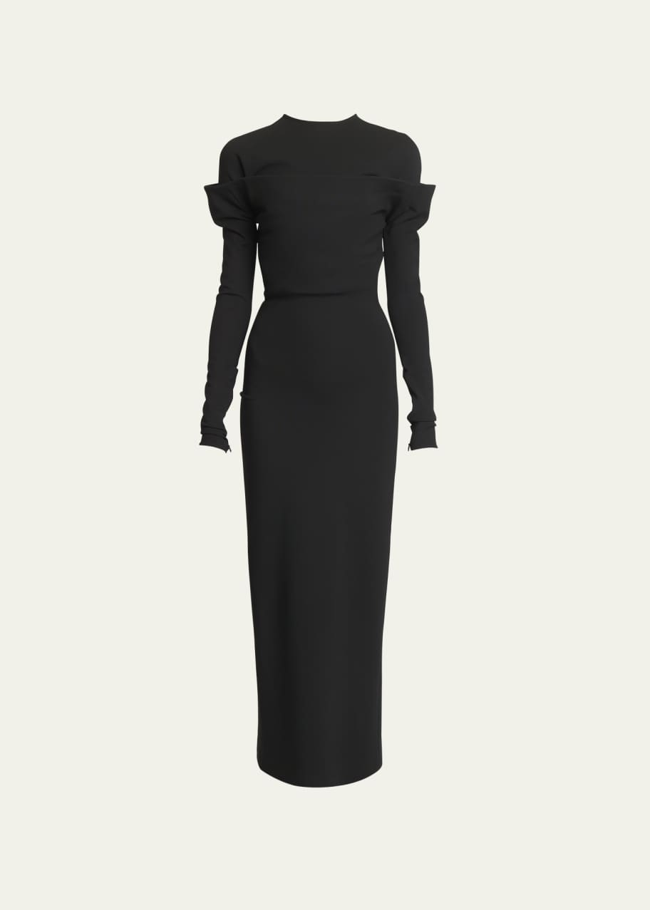 Image 1 of 1: Sabre Off-Shoulder Overlay Dress
