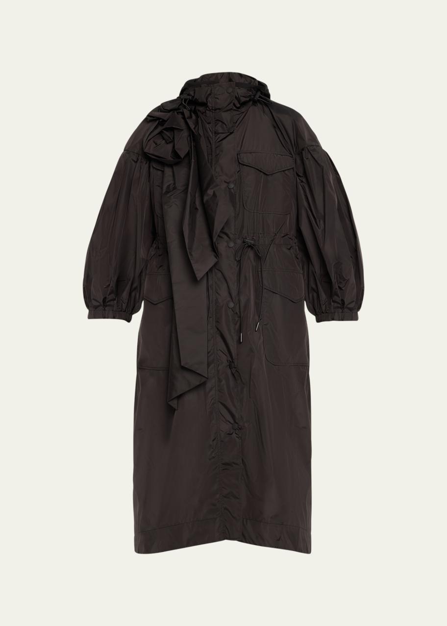 Simone Rocha Hooded Parka Jacket with Pressed Rose Detail - Bergdorf ...