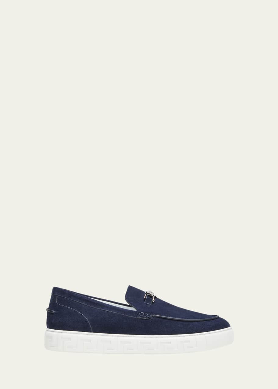 Image 1 of 1: Men's Medusa Coin Suede Hybrid Loafers