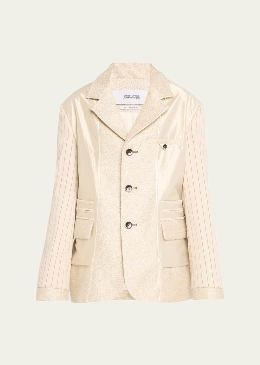 Image 1 of 1: Metallic Taffeta Inside Out Blazer Jacket