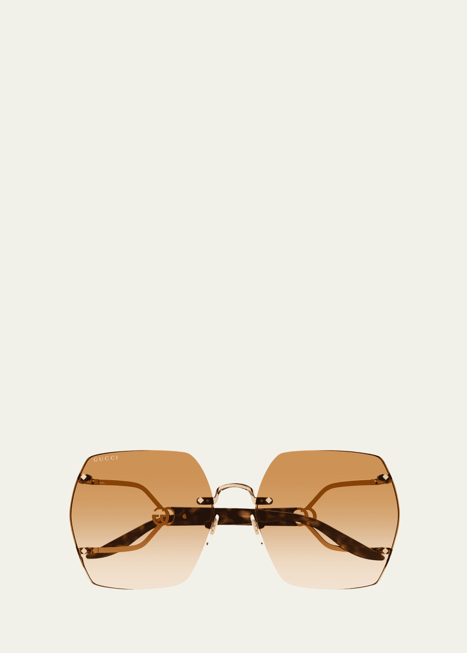 美品✨Gucci Sunglasses Rimless GG Pattern Gucci Rimless GG Metal Butterfly Sunglasses - Bergdorf Goodman