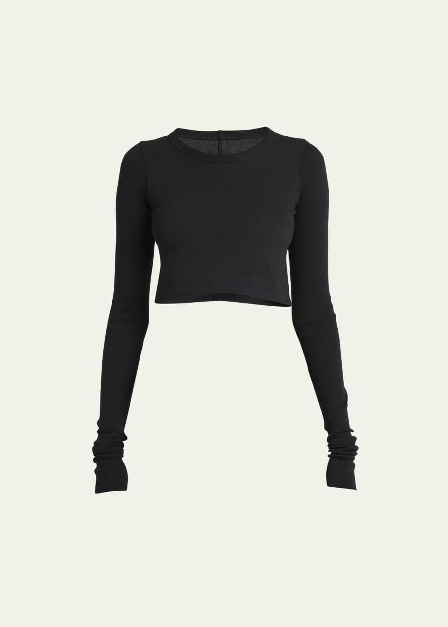 【関税＆送料込み】Rick Owens Long-Sleeved Cropped T-Shirt Rick Owens Long-Sleeve Fitted Crop Rib T-Shirt - Bergdorf