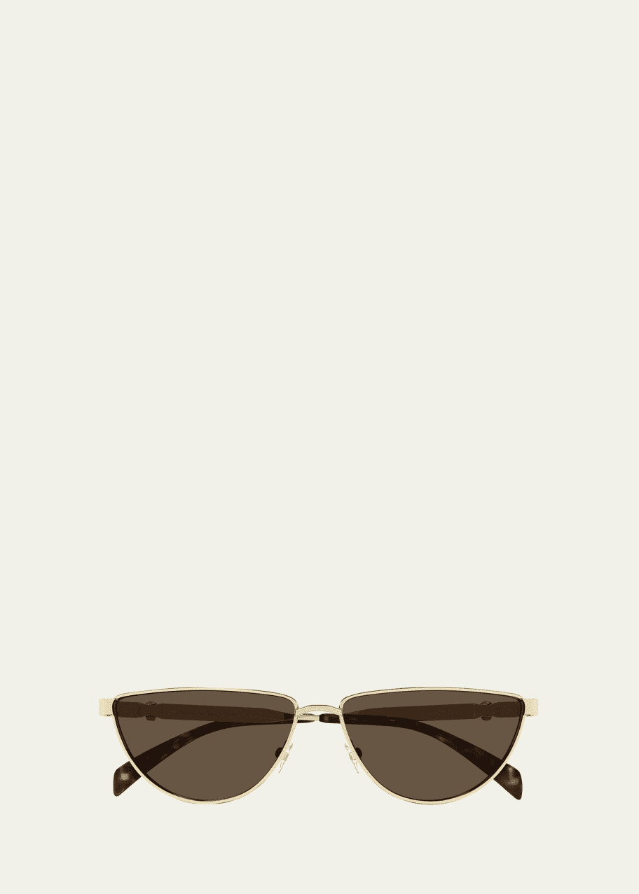 Image 1 of 1: Skull Logo Metal Cat-Eye Sunglasses