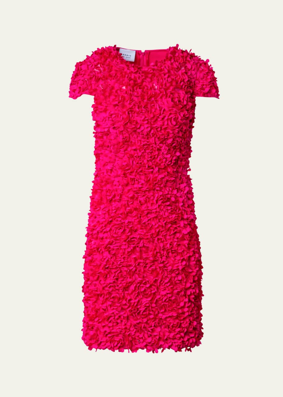 Image 1 of 1: Mix Media Mini Dress with 3D Lasercut Floral Details
