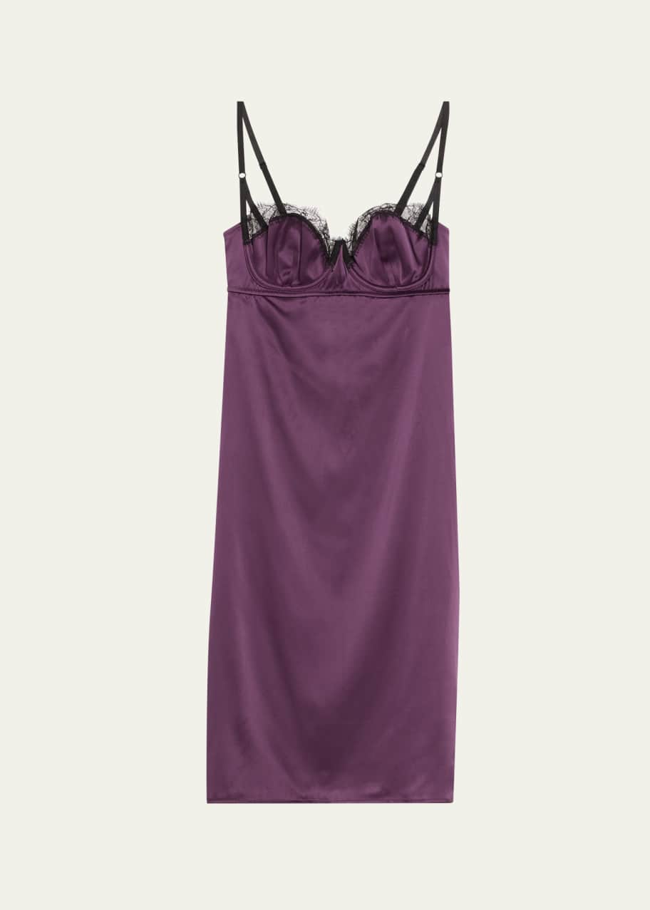 Kiki De Montparnasse Lace-Trim Sweetheart Midi Slip Dress - Bergdorf Goodman