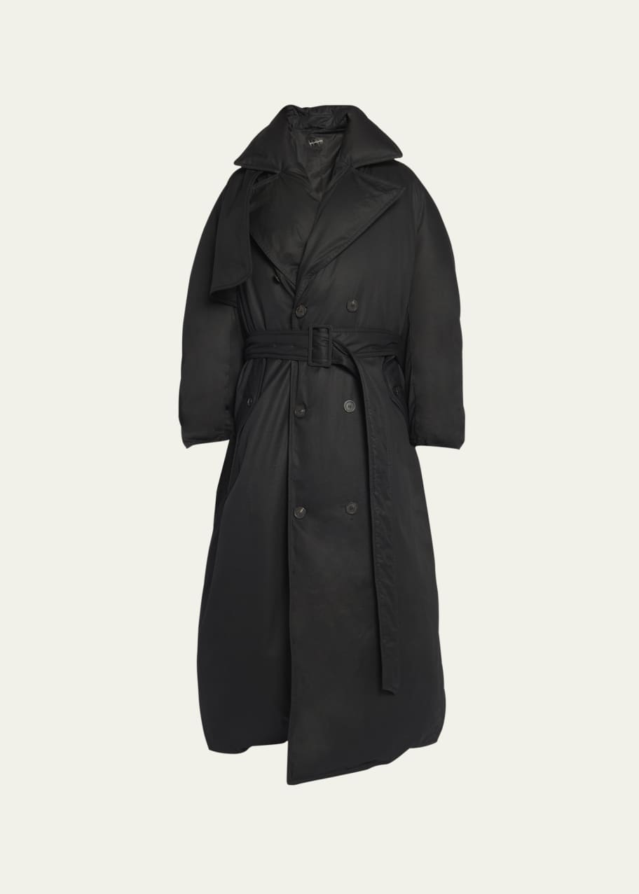 Image 1 of 1: Men's Belted Cotton Chino Puffer Coat