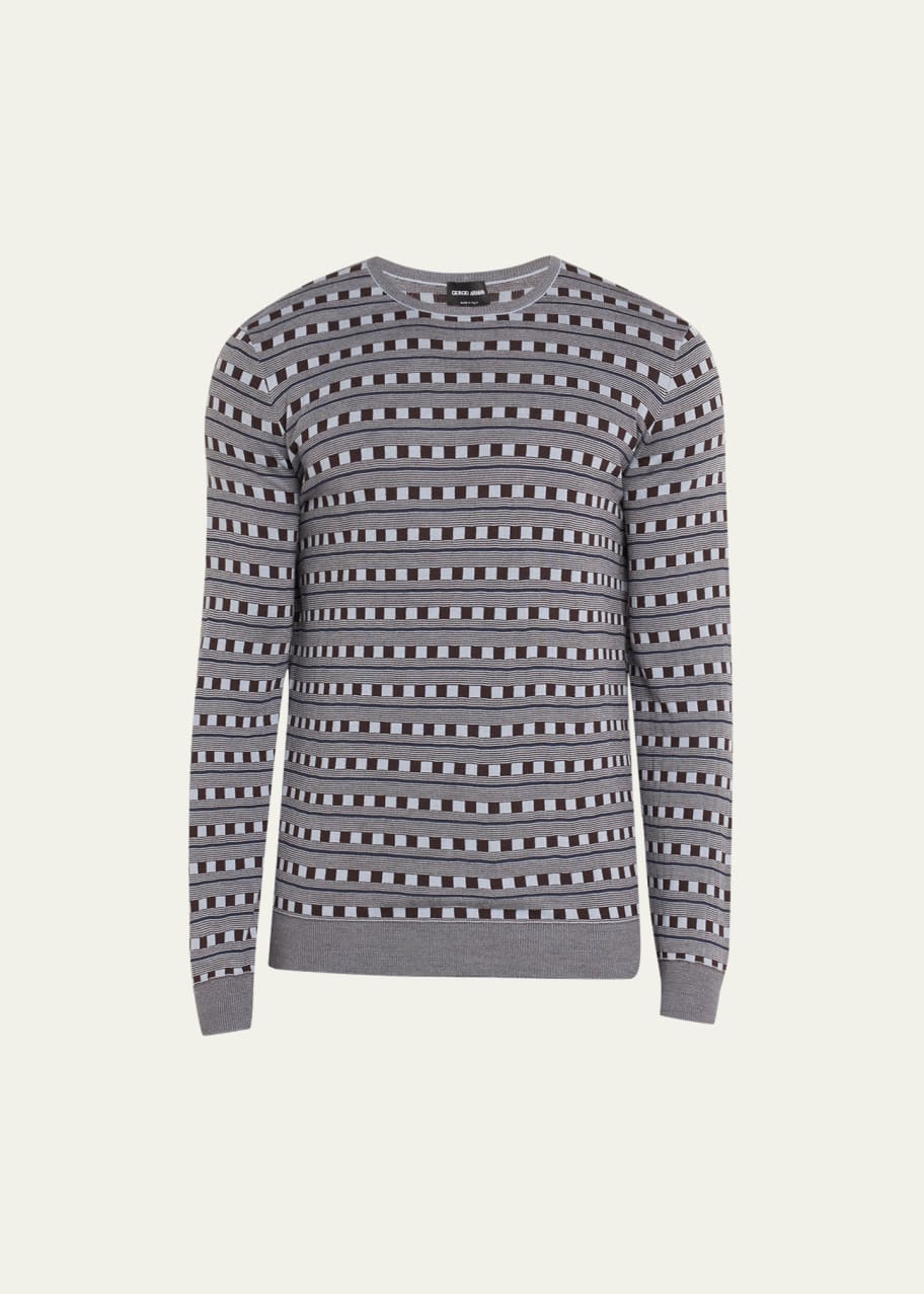 Giorgio Armani Men's Wool Geometric Crewneck Sweater - Bergdorf