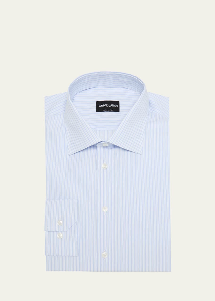 Image 1 of 1: Men's Striped Cotton Dress Shirt