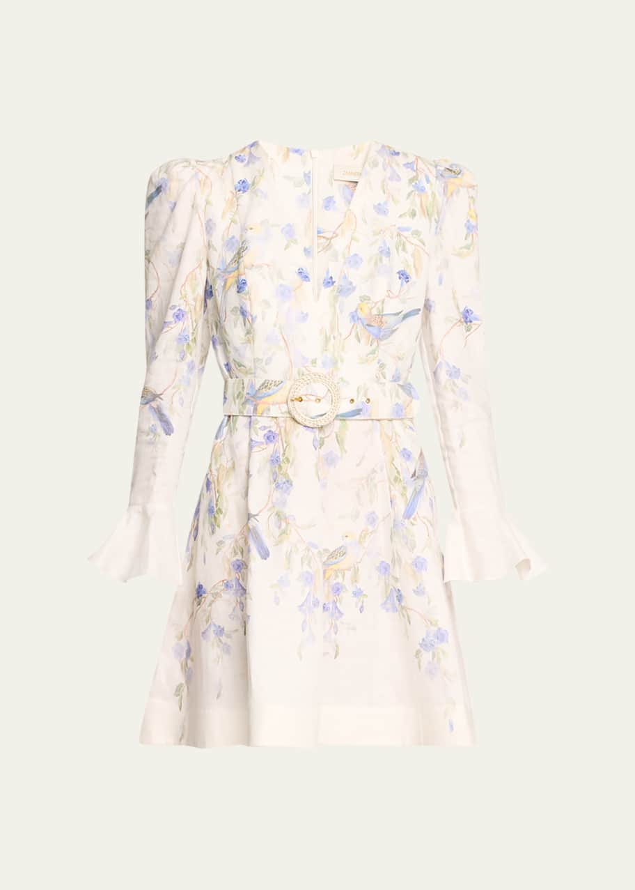 chinese dress ladies Zimmermann Patience Plunge Embroidered Linen Mini Dress main image 1