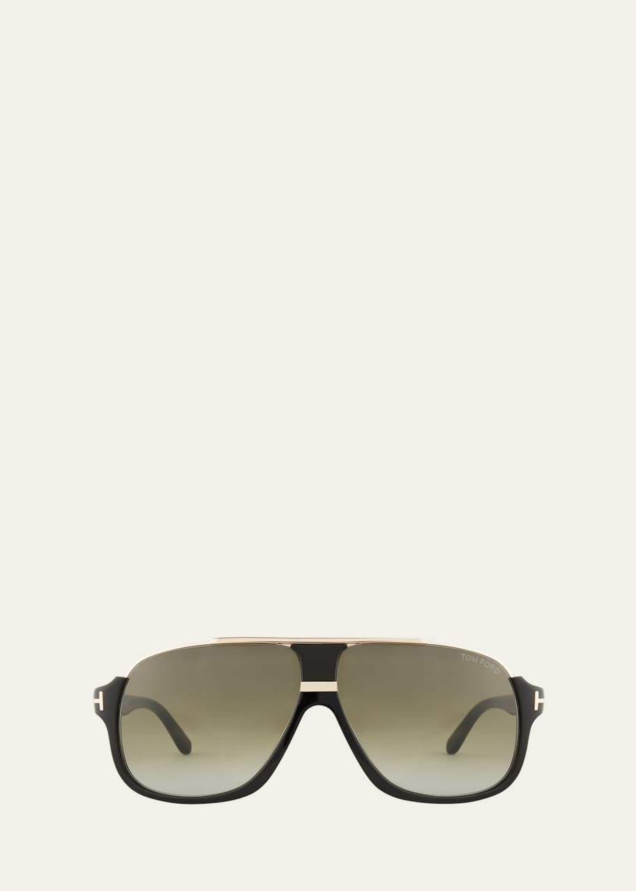 TOM FORD Elliot Universal Fit Aviator Sunglasses Shiny Black Rose Golden Bergdorf Goodman