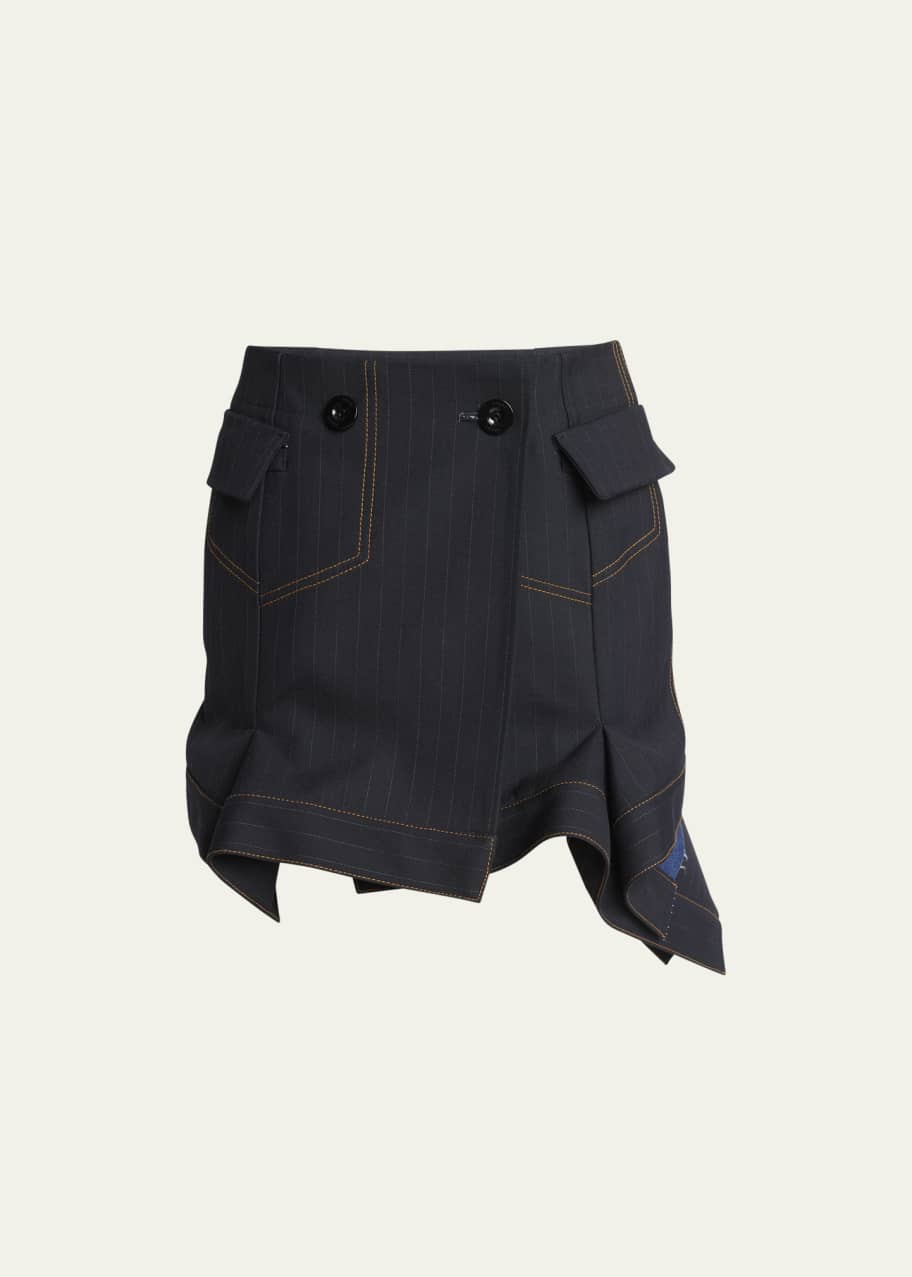 【sacai】Layered Striped Skirt SACAI Striped Ruffle Layered Blazer Mini Skirt - Bergdorf
