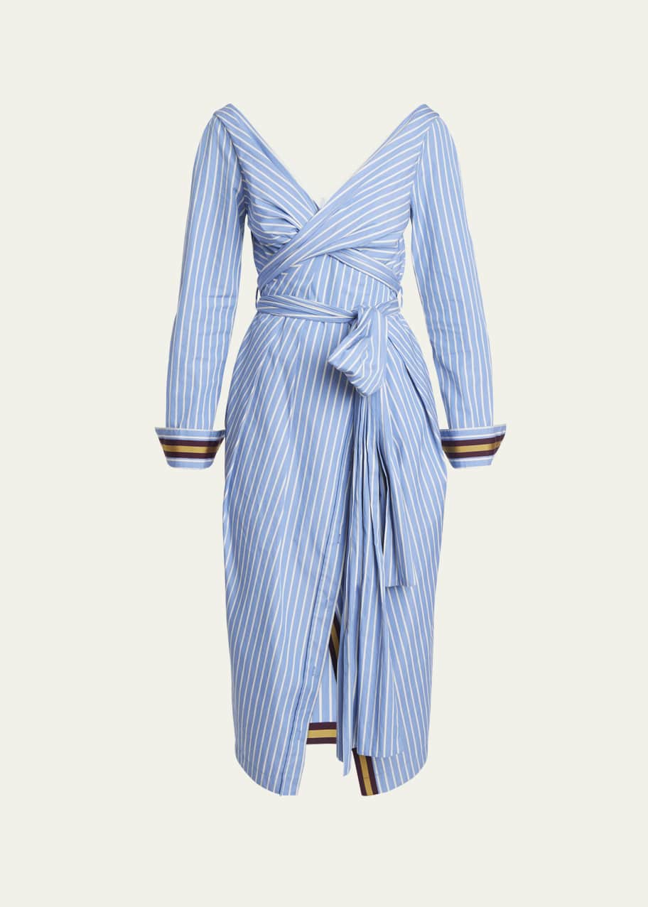 Dries Van Noten Dolada Striped Wrap Dress with Tie Belt - Bergdorf Goodman