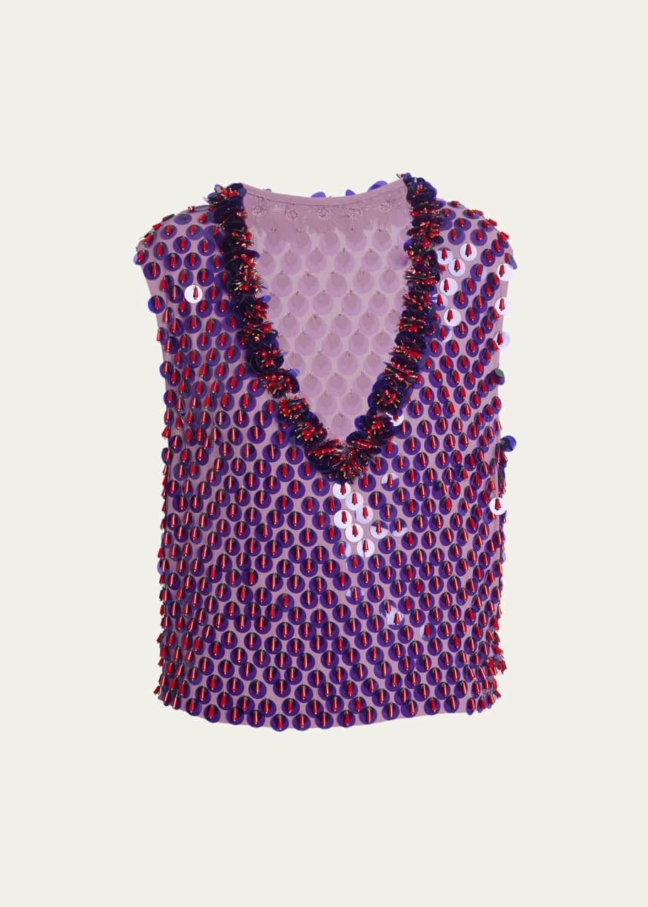 Dries Van Noten College Embellished Plunging Tank Top - Bergdorf