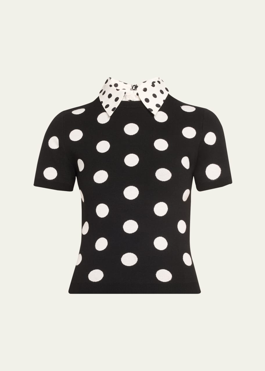 Alice+Olivia - セーター Alice + Olivia Aster Collar Ruffle Cuffs Seeater Black Knit