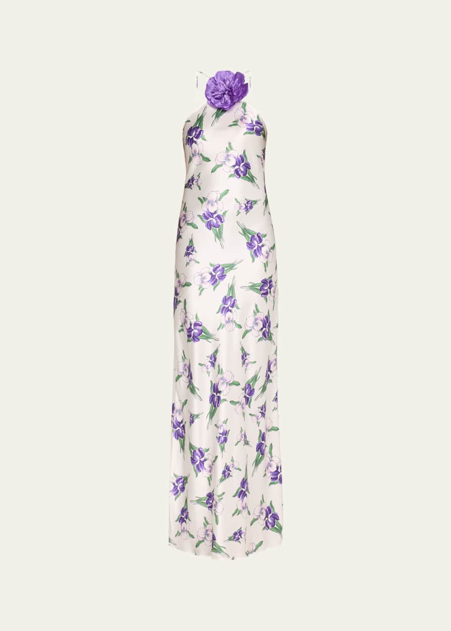 show me your mumu jasmine halter dress Jasmine Halter Midi Dress, in Ivory Luxe Satin main image 1