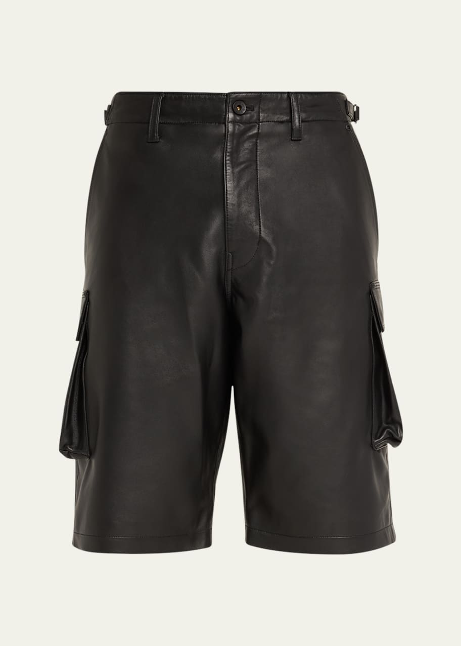 PURPLE Men's Leather Cargo Shorts - Bergdorf Goodman