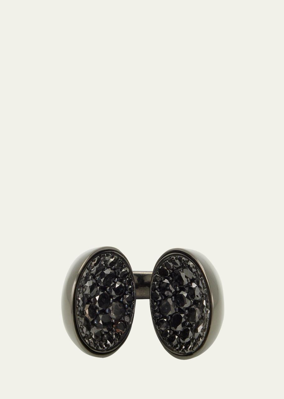 Vram 18K White Gold. Black Rhodium and Silver Echo Ring with Black ...