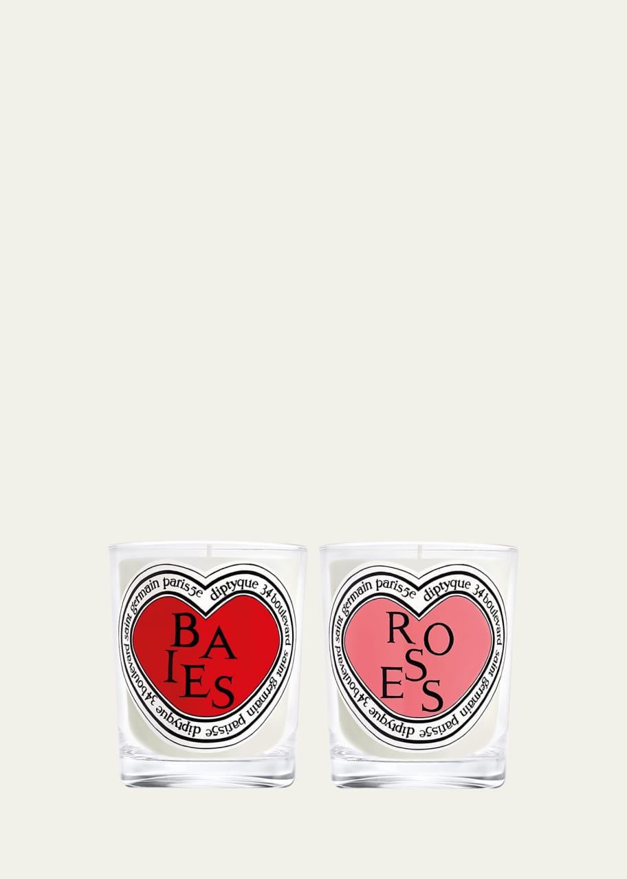 DIPTYQUE 2024 Limited Edition Valentines Baies and Roses Candle Duo 2 x