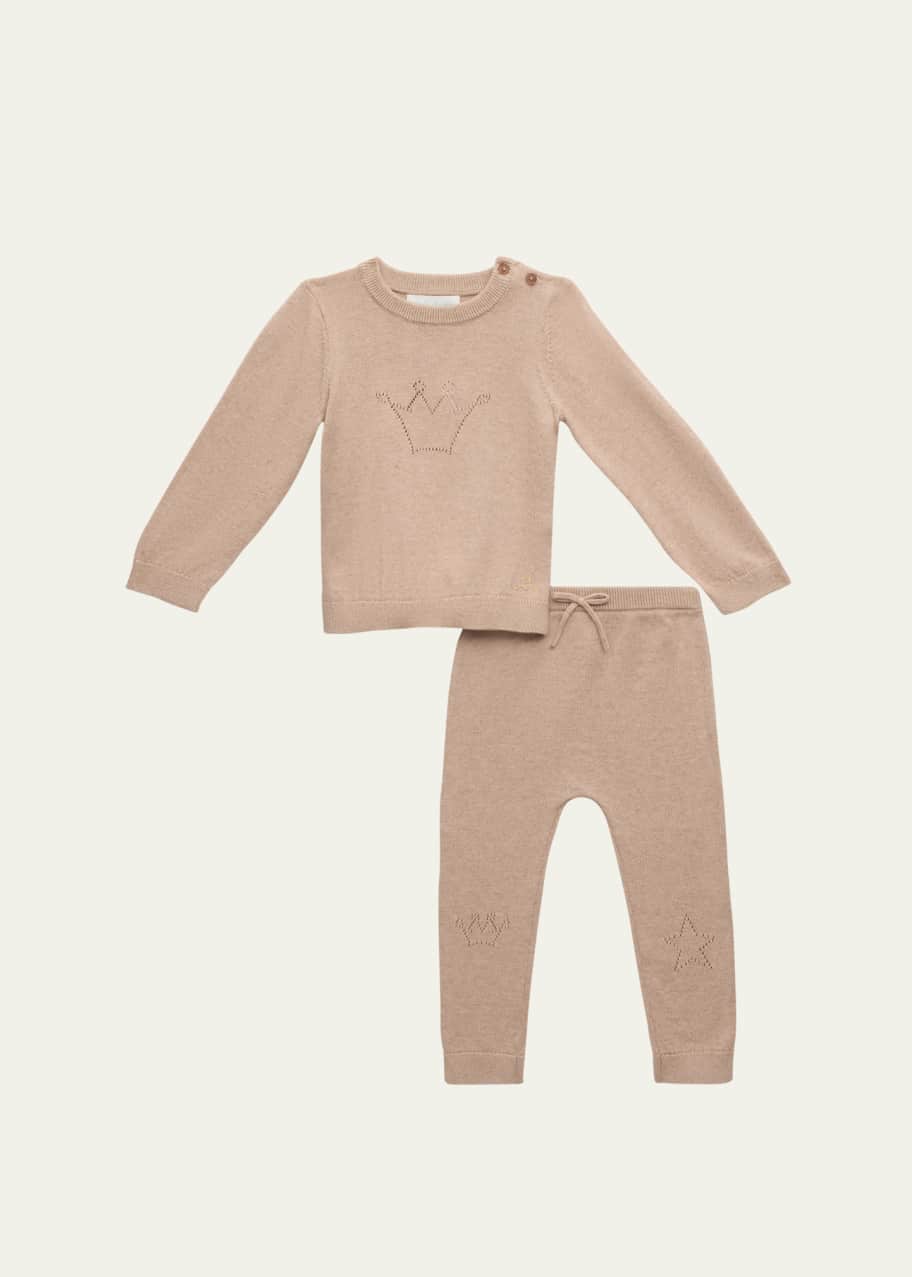 Image 1 of 1: Girl's Pointelle Crown Two-Piece Set, Size 3M-2