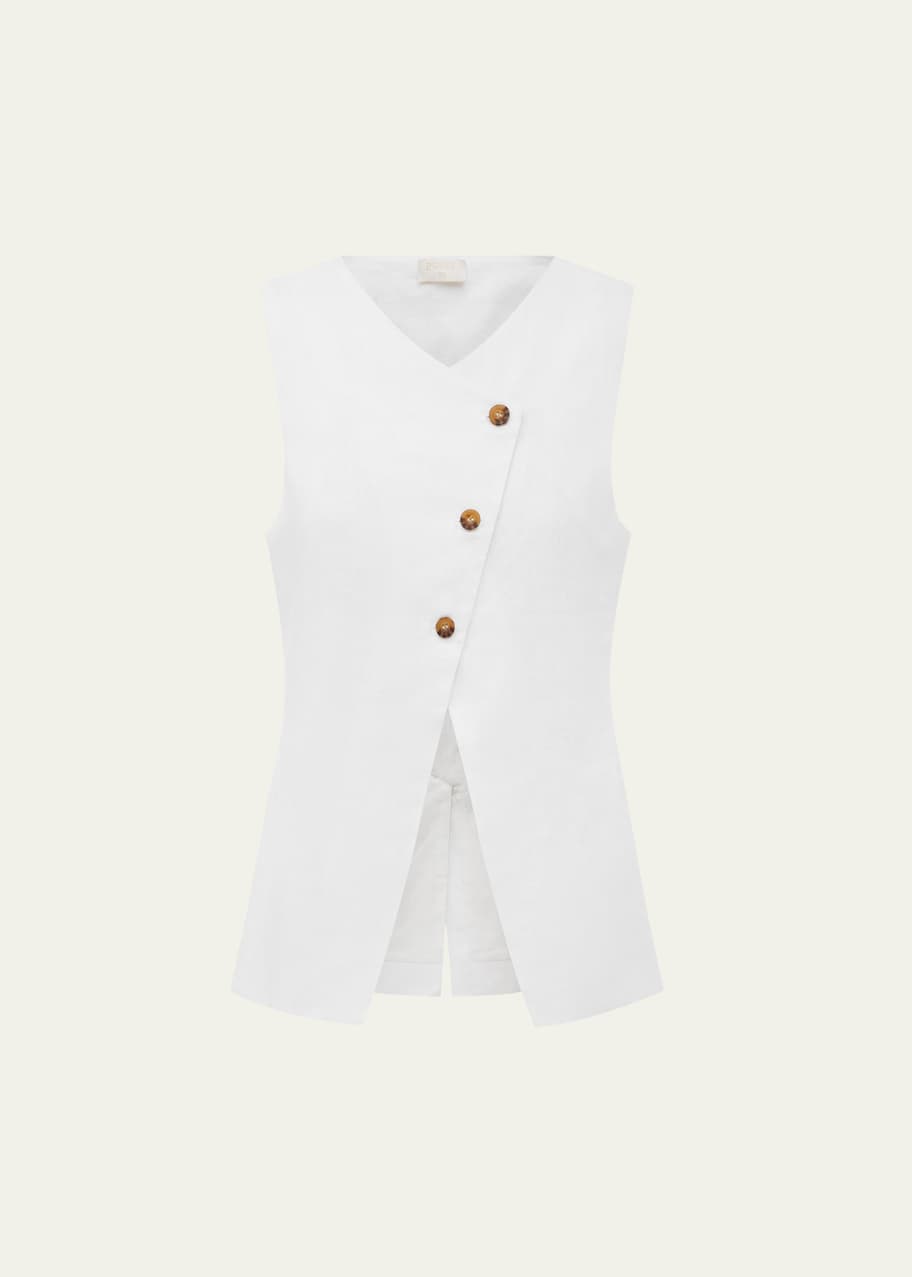 Image 1 of 1: Gigi Cutaway Asymmetric Linen Vest