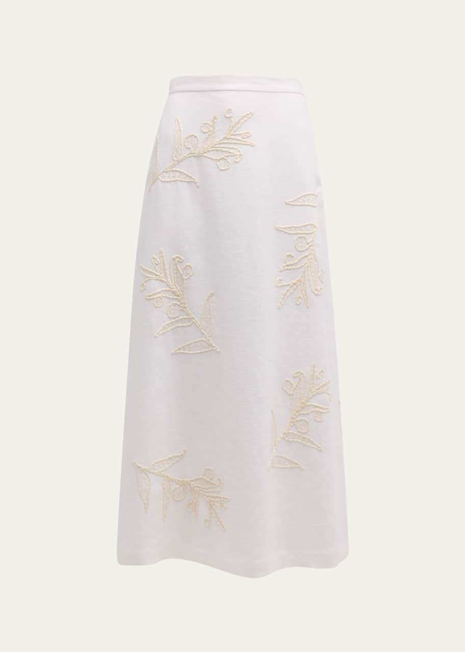 Image 1 of 1: Embroidered A-Line Maxi Skirt