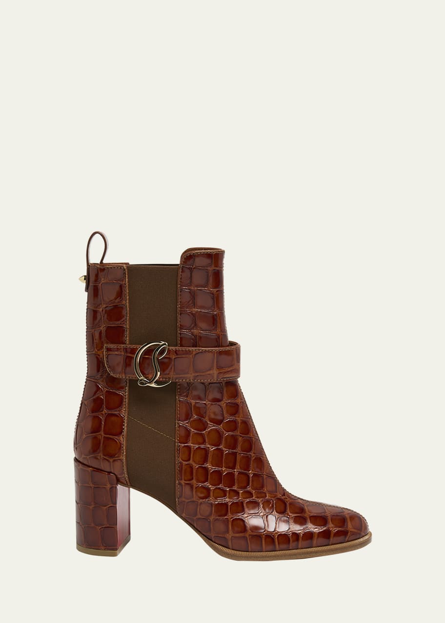 Image 1 of 1: Croco Chelsea Red Sole Booties