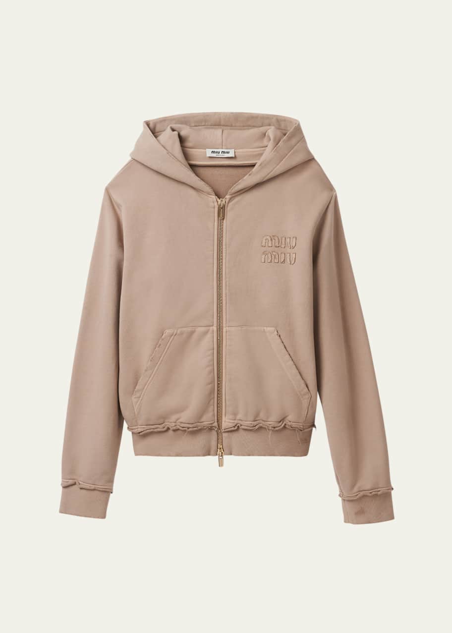 Miu Miu Embroidered Long-Sleeve Felpa Hoodie Sweater - Bergdorf